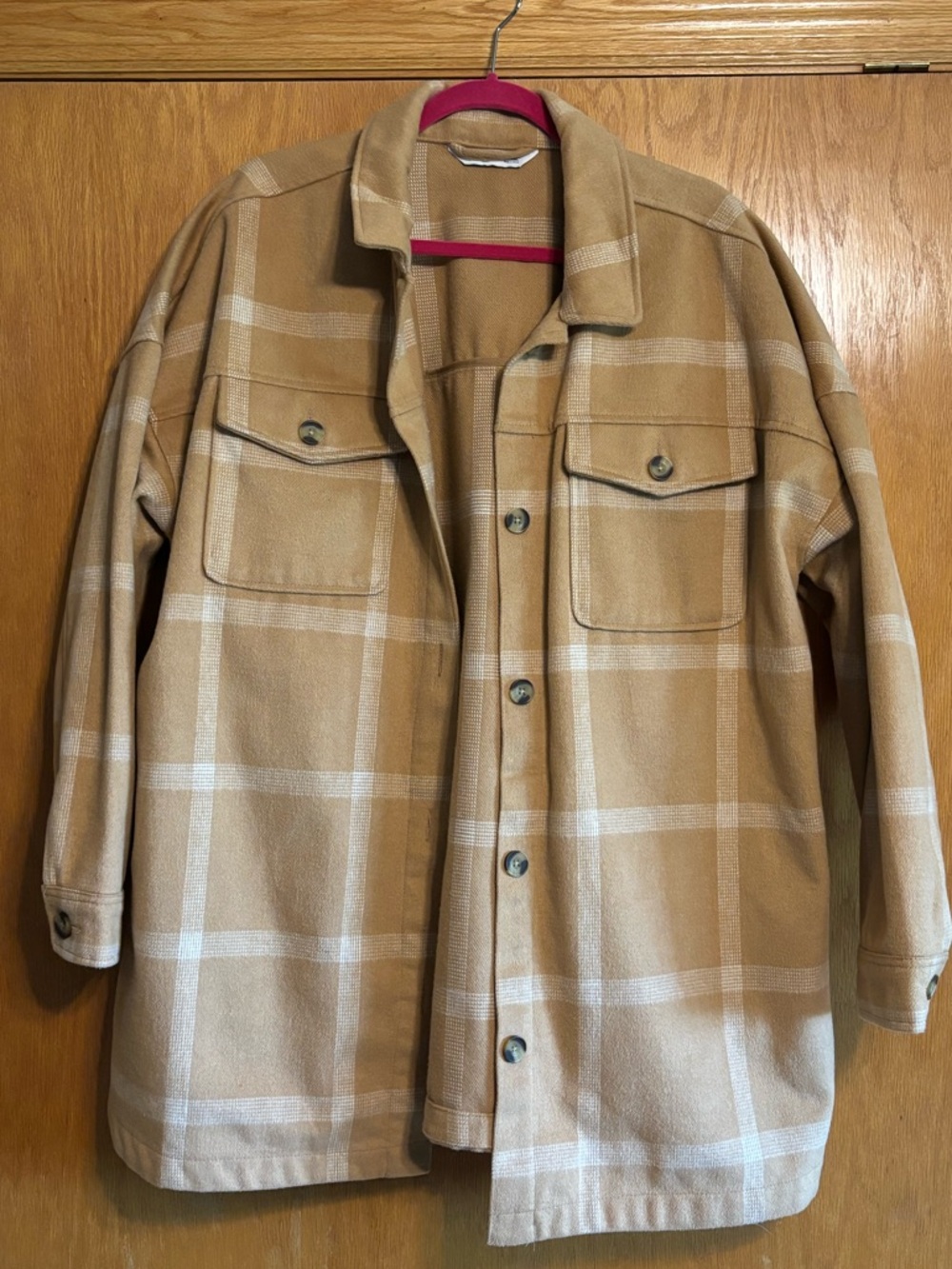 Sonoma Tan Plaid Shirt Jacket